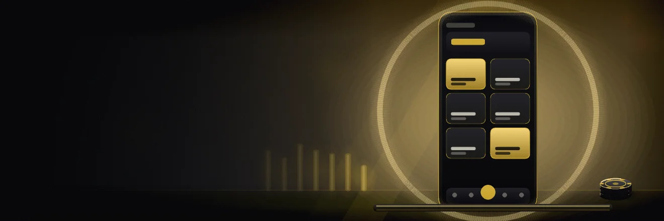 FUN88 access banner with a phone glowing gold on black beside a run of warm light bars