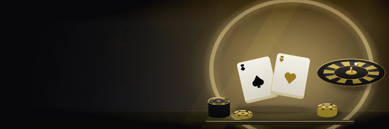 FUN88 flagship banner on a deep black ground with warm gold light, gold-rimmed cards and chips beside the FUN88 monogram